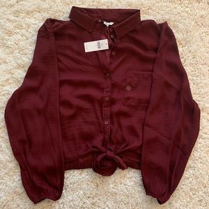 Maroon American Eagle L Tie Crop Top